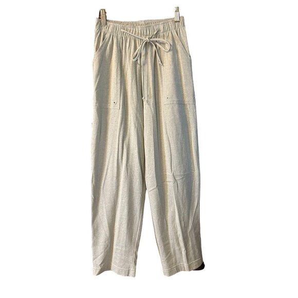 Aura Tyler Lounge Pants Set Elastic Waist Drawstring Beige Size L - Picture 1 of 8